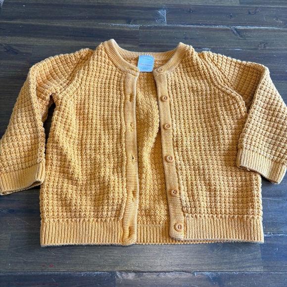 Hanna Andersson Marigold Yellow Button Down Cardigan Chunky Knit Toddler 3T - Picture 1 of 4